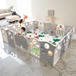Baby Playpen 18 Panel for Kids Indoor Playarea Playyard Fence with Mat and Ball-12