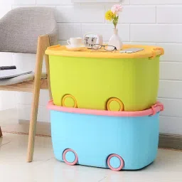Plastic Handle & WheelsStorage Box,kids toy storage box,Container,Multi color Storage Basket-image-77