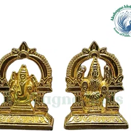 German Silver Lord Ganesha & Goddess Mahalakshmi Idol Set – 6 cm x 6 cm Decorative Showpiece-10 cm-image-52