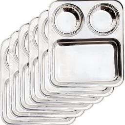 Lunch/Dinner Plate / Bhojan Thali 3 in 1 Compartments Medium Size (set of 6 pc) Sectioned Plate-23