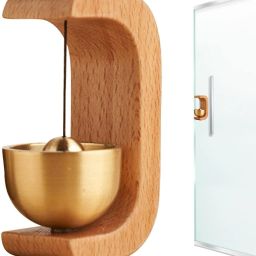 Wooden Door Bell with Brass Bell Dopamine Door Bell Adhesive Magnetic Doorbell Iron, Wood Windchime-image-15