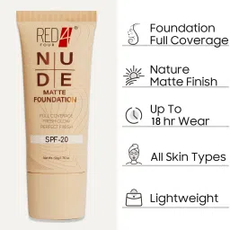 red4 Nude Matte Foundation | Full Coverage Foundation | Fresh Glow (SPF-20) Foundation image 2