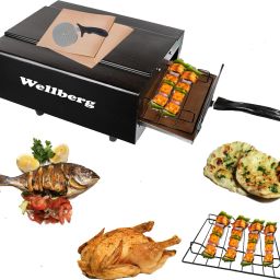 Cast Iron Mini Looking Electric Tandoor, Grill for with 6 Gifts Combos (10 in, Black) Pizza Maker-image-86