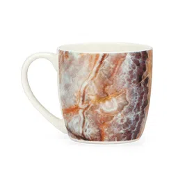 CLAY CRAFT White & Orange Set of 6 Printed Ceramic Glossy Cups 180 ml Each image 4