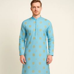 Men Printed Cotton Blend Straight Kurta-image-93