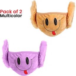 2-in-1 Mask Earmuff for Covering Face/Mouth and Ears Warm Soft Mask (Multicolor) Ear Muff-1