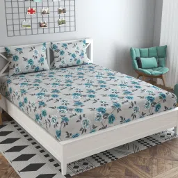 170 TC Cotton King Printed Fitted (Elastic) Bedsheet-image-4