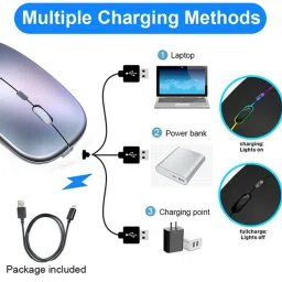 Rexter A2 RGB Gaming Mouse, 1600 dpi, Ergonomic Hand Grips Rechargeable Wireless Mouse Wireless Optical Gaming Mouse with Bluetooth image 4