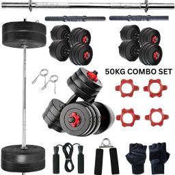 50 kg PVC Gym Kit 50KG – Curl Rod, Straight Rod, Dumbbells & Tools Home Gym Combo-image-75
