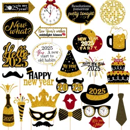 New Year Photo Booth Props 2023 for Happy New Year Decorations 2023(Pack of 27) Photo Booth Board-image-68