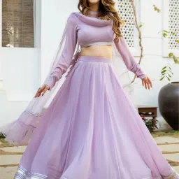 Solid Semi Stitched Lehenga Choli-image-15