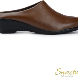 Back Open Formal Shoes, Vegan Leather Slip-Ons with Foam Insole & Airmix Sole Wedges For Women-image-11