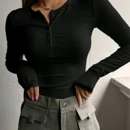 Casual Regular Sleeves Solid Women Black Top-image-23
