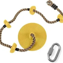 Platforms Disc Tree Swing Seat & Climbing Knot Rope with Carabiner Hook for Kids-18