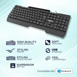 Elista ELS WK-711 Wired USB Standard Multi-device Keyboard Compatible with Desktop, Laptop, Mac stand support image 5
