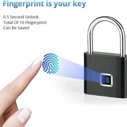 BLAGO Smart Lock Fingerprint Biometric Padlock 10 Fingerprint User Rechargeable Smart Door Lock image 2