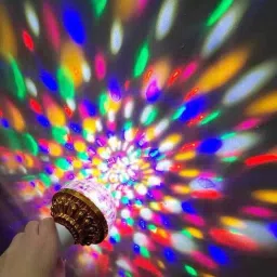 kavora Golden LED Rotating Light 360° Mini Crystal Stage Bulb for Home, DJ & Party Use Single Disco Ball image 3