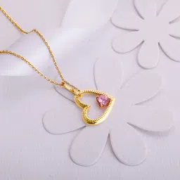 Sterling Silver Golden Blush Pendant with Link Chain for Women and Girls Gold-plated Zircon Sterling Silver Pendant-image-4