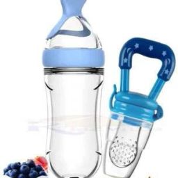 Born Baby Feeding Bottle Silicone Feeding Spoon Feeder and Fruit feeder(blue) - 90 ml-14