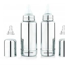 klassi kitchen Stainless Steel Bullet Model Baby Feeding Bottle, Milk Feeding, Water Feeding 250+250ml.(PACK OF 2)WITH 2 EXTRA SILICONE NIPPLE - 500-image-78