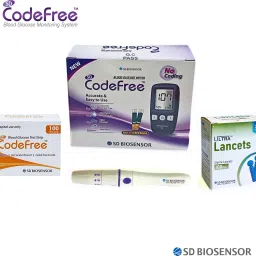 sd codefree Blood Glucose Machine with 100 Strips 100 Round Lancet & Lancing Device Glucometer image 5