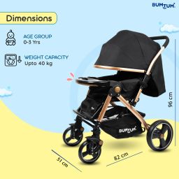 bumtum Luxury Baby Stroller/Pram 360°Swivel Wheel, Storage Basket Reversible Handlebar Stroller image 3