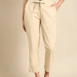 Women Regular Fit Beige Pure Cotton Trousers-image-105