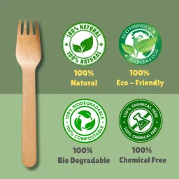 yulails Use and Throw Fork Spoon - 140 mm Disposable Wooden Dessert Fork, Dinner Fork, Roast Fork Set image 4