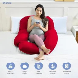 Ultra soft j shaped pillow Polyester Fibre Solid Pregnancy Pillow Pack of 1-image-45