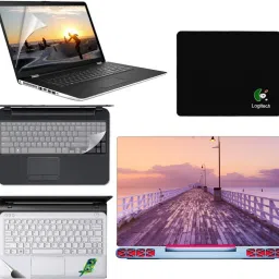 SDM 5in1 Combo of Premium Quality, HD, UV Printed, Protected, Bubble Free, Scratchproof, Washable, Easy to Install Laptop Skin/Sticker/Vinyl/Cover for 15.6 inches on 3M Vinyl with Screen Guard and Key Protector, pelmrest skin, gaming mouse-pad (natural images for brain relaxation at working time) Combo Set 063 Combo Set-image-78