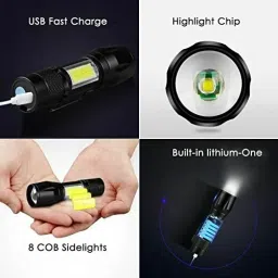 mobone ® Flashlight + Desk Lamp with Gift Box Focus Zoom Torch Light with 3 Modes 3 hrs Torch Emergency Light image 2