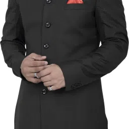 ALJAAMI Sherwani Achkan Solid Sherwani-11