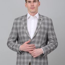 Men Checkered Single Breasted Formal Blazer-image-74