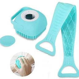 2 Pcs Combo Silicone Soft Bath Body Brush with Shampoo Dispenser Back BrushUltra Exfoliating Scrubber Deep Cleaning Gentle Massage Exfoliation Kids Men Women use in Shower Scrub-11