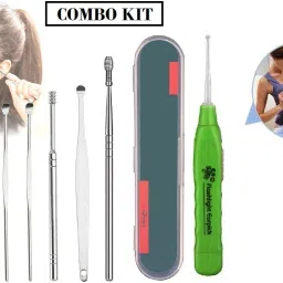 7 Pcs Earwax Removal Tool Kit With Cleaning With Brush Storage Box & Led Earpick-17