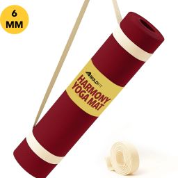 Yoga Mat for Men Women 6mm Exercise Mat Anti Skid Workout Yoga Matt Carry Strap Maroon 6 mm Yoga Mat-image-52