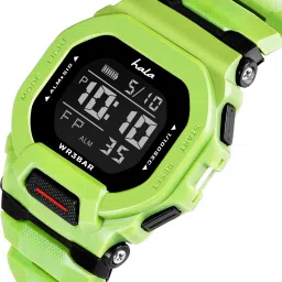 house of common Multi Function Working Premium Quality LED Luminous Light For Mens & Boys Digital Watch - For Men HL1035-Lime Green Shockproof SiliconeStrap Hybrid Square Dial Sports Chronograph image 4