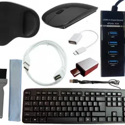 ANJO Keyboard-Wireless Mouse-Wrist Pad-3.0Hub-3in1 Cleaner-OTG C&Micro-Ext Cable-LED Combo Set-18