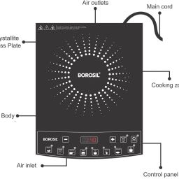 borosil 1600 W Induction Cooktop Push Button image 2