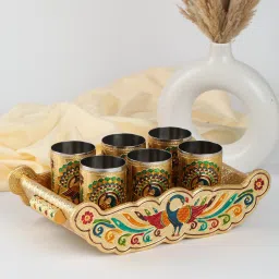 Navrang Serving Meenakari Tray Set Glass Tray Set-image-11