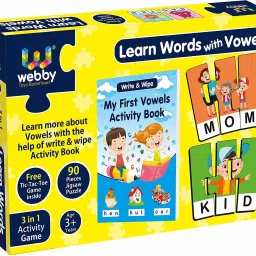 Learn Words with Vowels Jigsaw Puzzle with Activity Book, 90 Pcs-19
