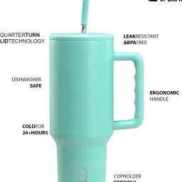 house of quirk 1200ML Tumbler with Handle and Straw Lid Double Insulated Cup Reusable 1200 ml Bottle image 3