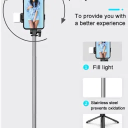 POZUB Mobile Bluetooth Selfie Stick Holder With Remote Control Shutter+Dustproof Bag Tripod, Monopod Kit, Monopod, Tripod Kit, Tripod Clamp, Tripod Bracket image 3