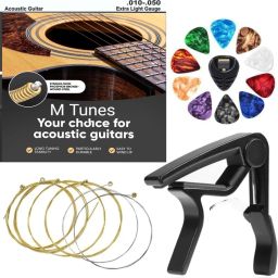 Acoustic 1 set strings 1set capo 10 picks 1 holder Guitar String-image-36