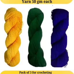 3 WOOL COMBO OF YELLOW, DARK GREEN AND BLUE COLOUR (approx 150 gram)-picture-34
