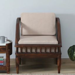 woodsworth from pepperfry Kastela Sheesham Wood 1 Seater Sofa In Provincial Teak Finish-picture-15