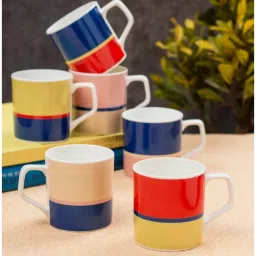 Pack of 6 Ceramic Glossy Finished, Microwave Safe Tea Cups-3