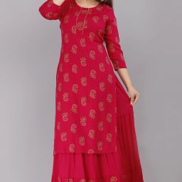 Women Viscose Rayon Kurti Skirt Set-image-60