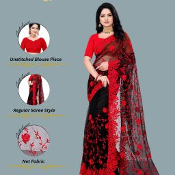 Self Design Bollywood Net Saree-image-6