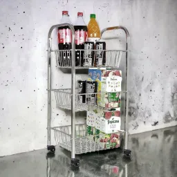 Premium Stainless Steel Kitchen Trolley | Vegetable, Fruit, Grocery Storage Rack Stainless Steel Fruit & Vegetable Basket-20